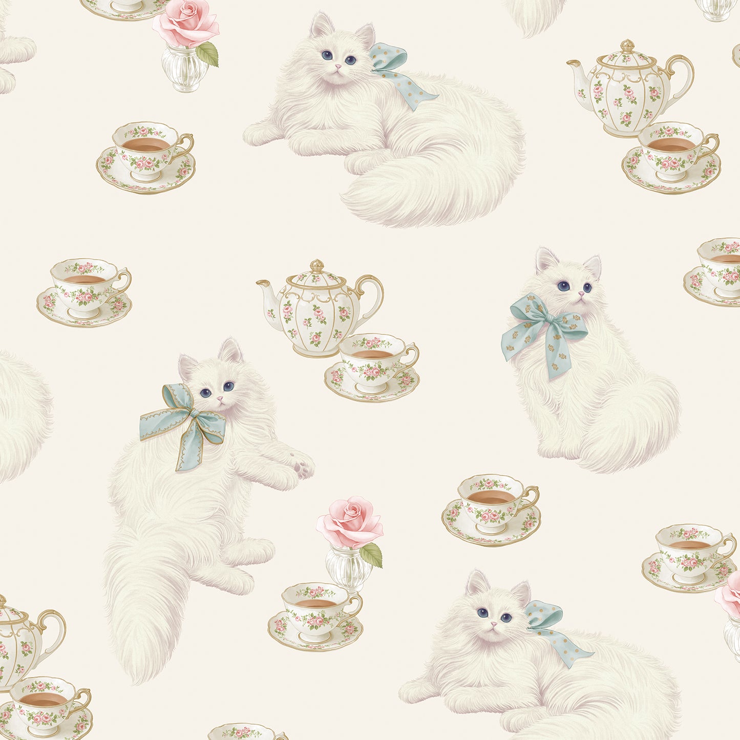 白猫のTea timeジャンパースカート