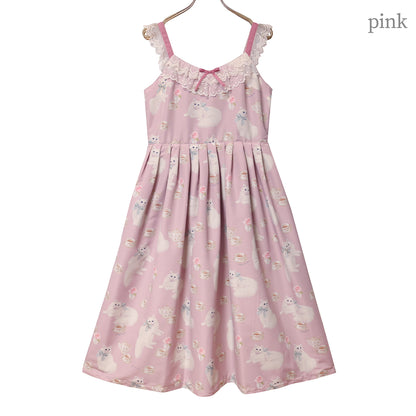 白猫のTea timeジャンパースカート