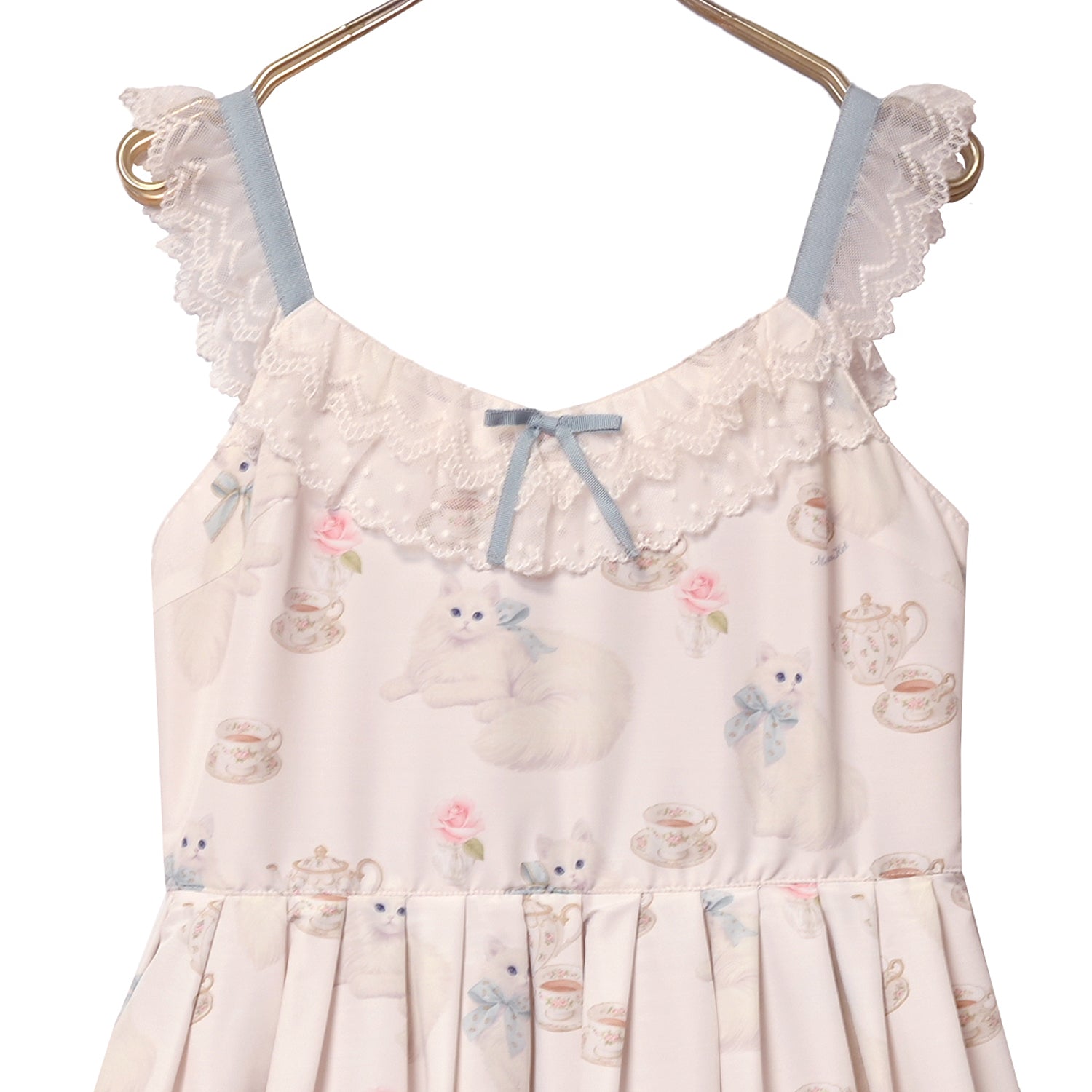 ❦カピ薔薇❦　タイムレストレジャー♡ネコちゃん♡ティーコゼー♡ハンドメイド 白猫のTea timeジャンパースカート-Melody BasKet(メロディー