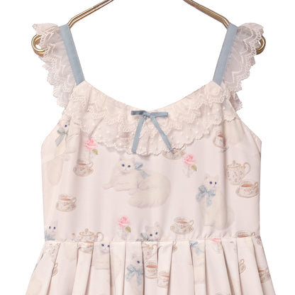 白猫のTea timeジャンパースカート