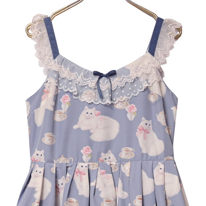 白猫のTea timeジャンパースカート