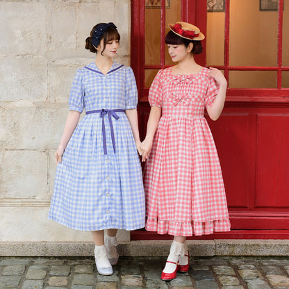 Melody Gingham checkセーラーワンピース