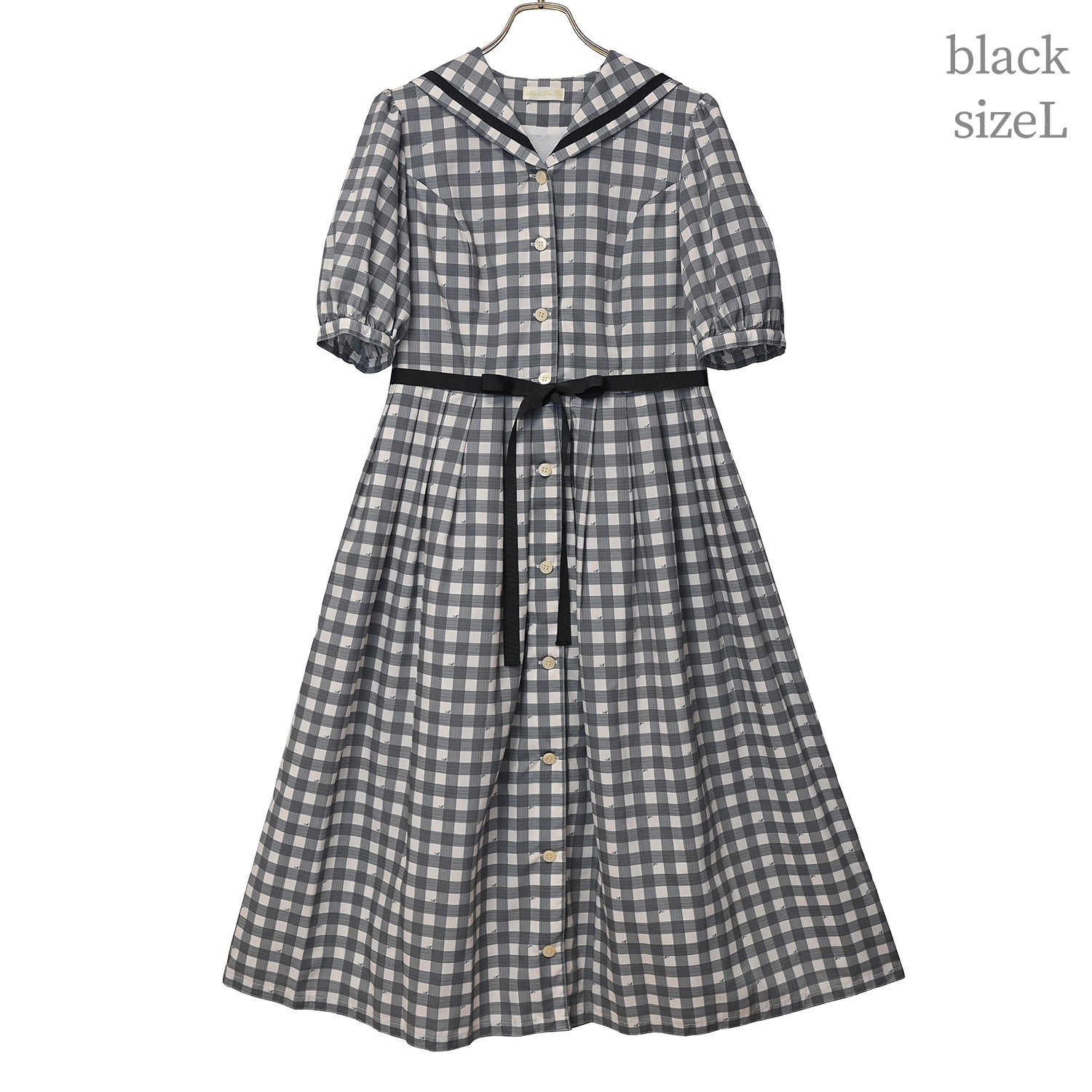 Melody BasKet　ワンピース Melody Gingham checkセーラーワンピース-Melody BasKet(メロディ