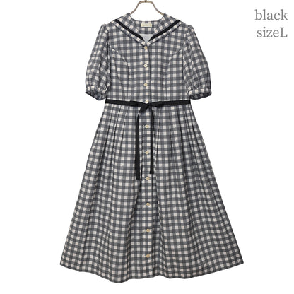 Melody Gingham checkセーラーワンピース