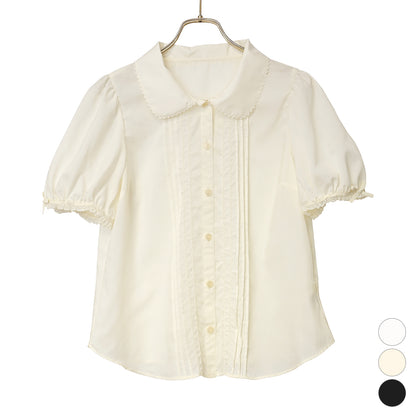 ラウンドカラーピンタックブラウス