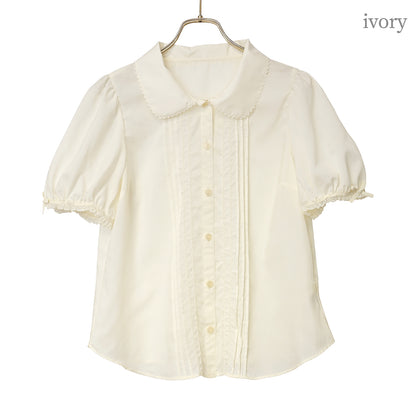 ラウンドカラーピンタックブラウス