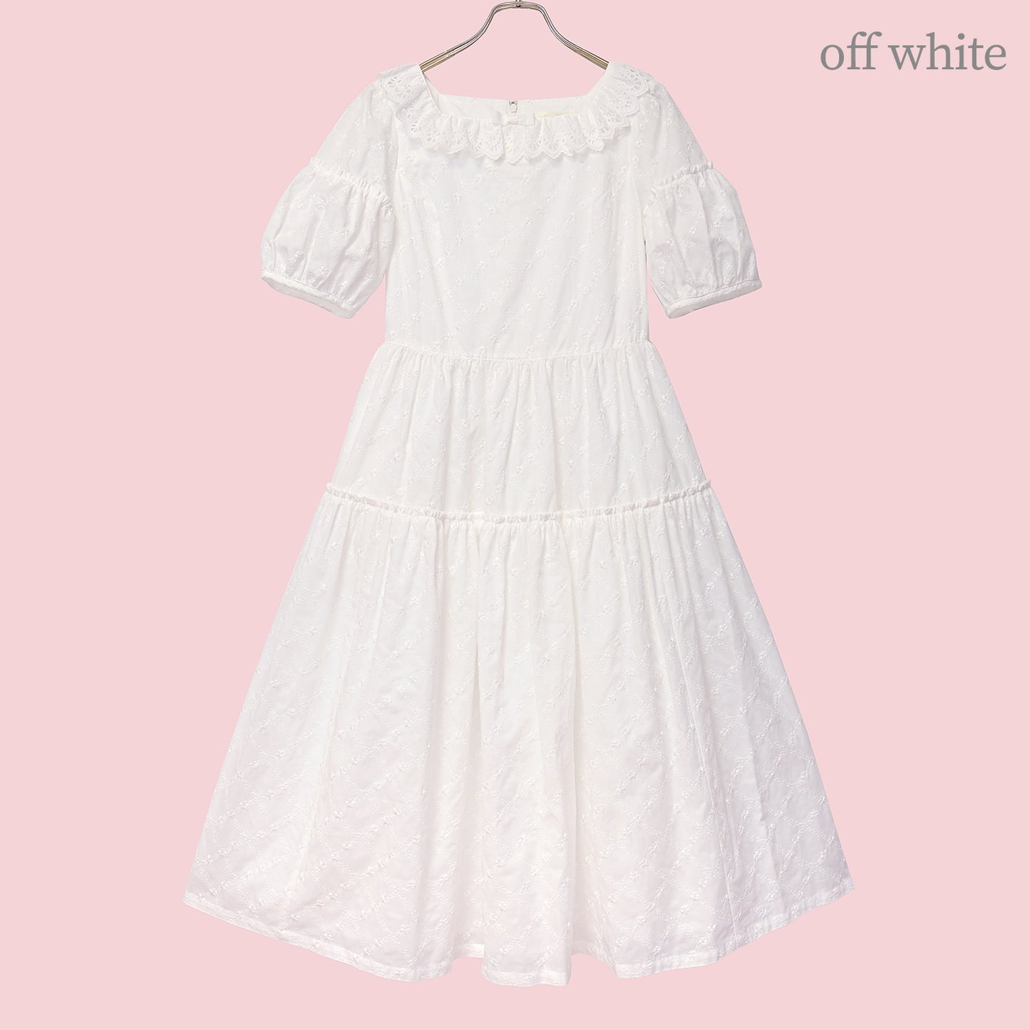 Lattice bouquet embroidery square neck dress