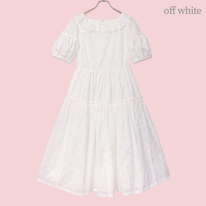 Lattice bouquet embroidery square neck dress