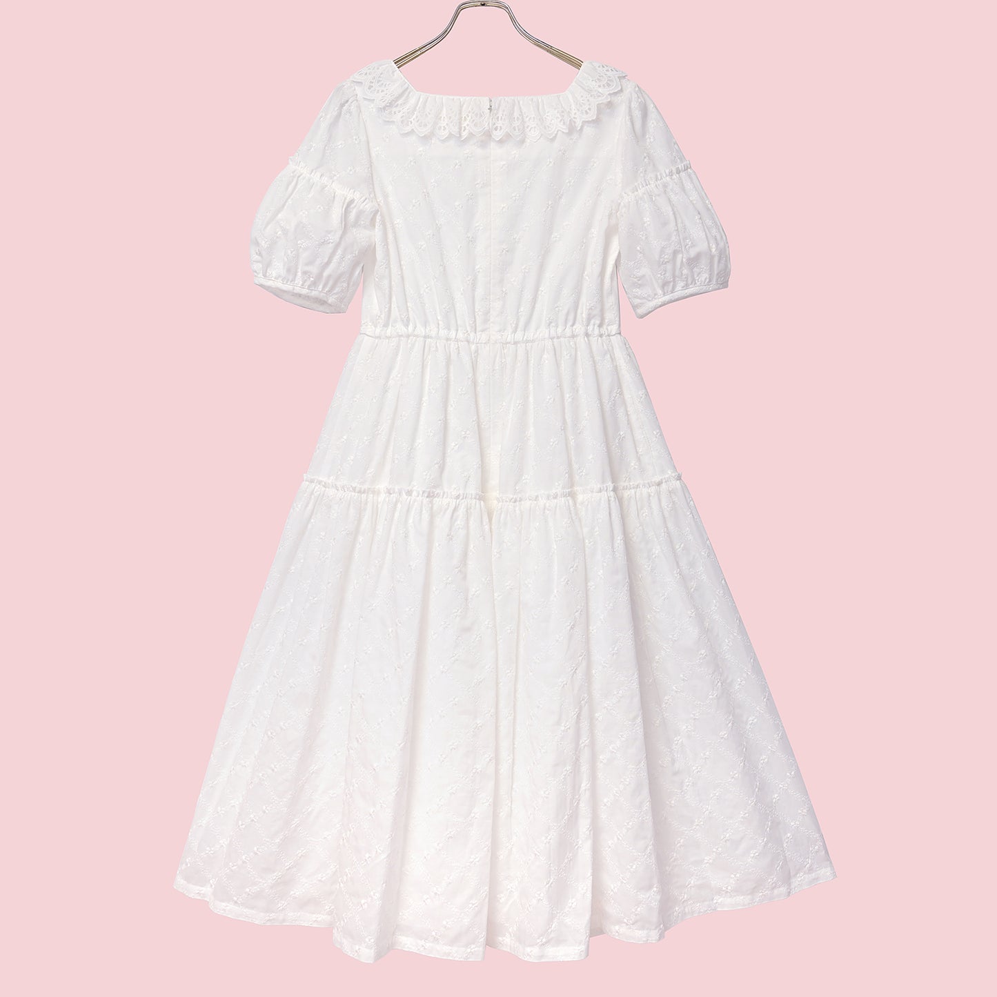 Lattice bouquet embroidery square neck dress