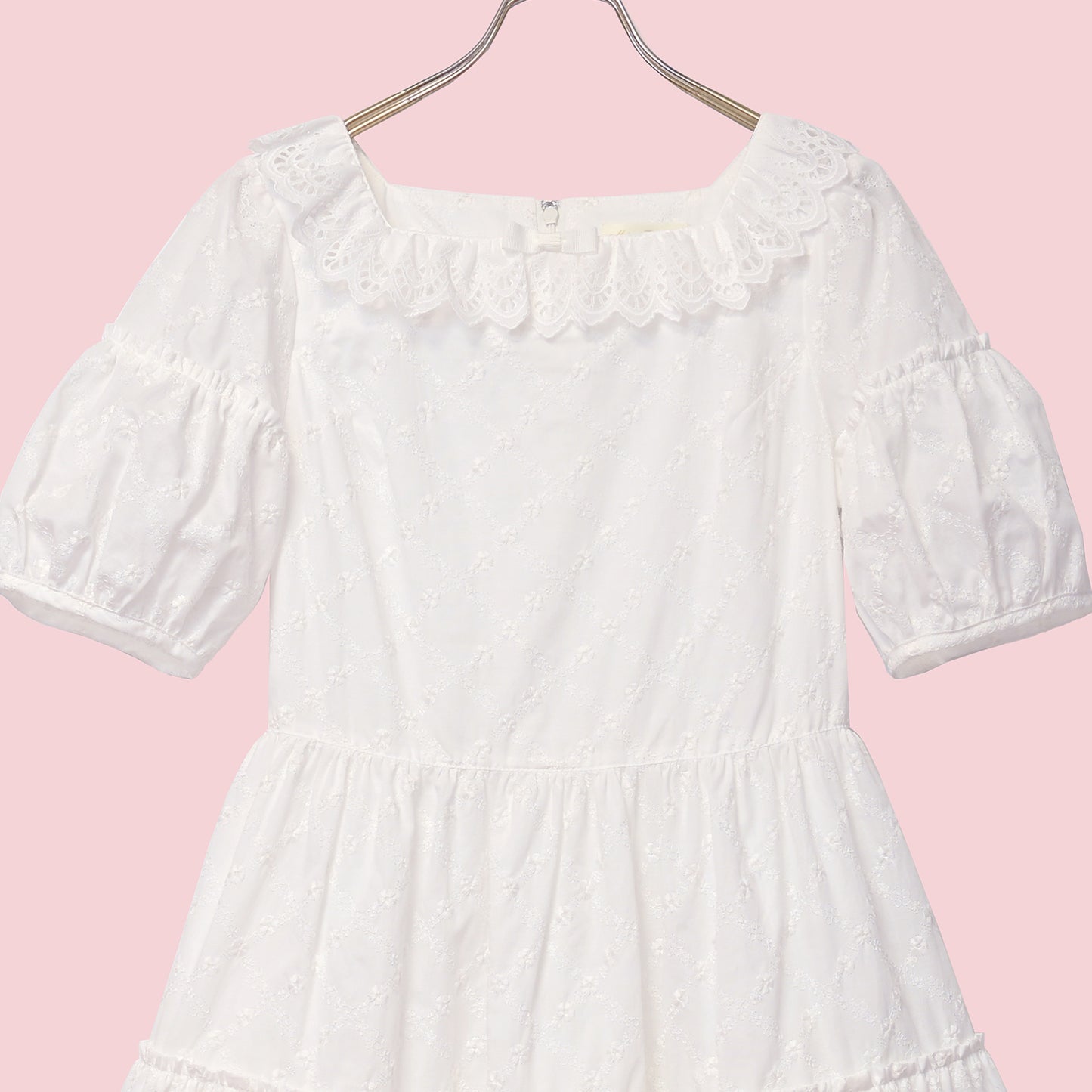 Lattice bouquet embroidery square neck dress