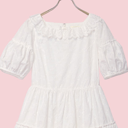 Lattice bouquet embroidery square neck dress
