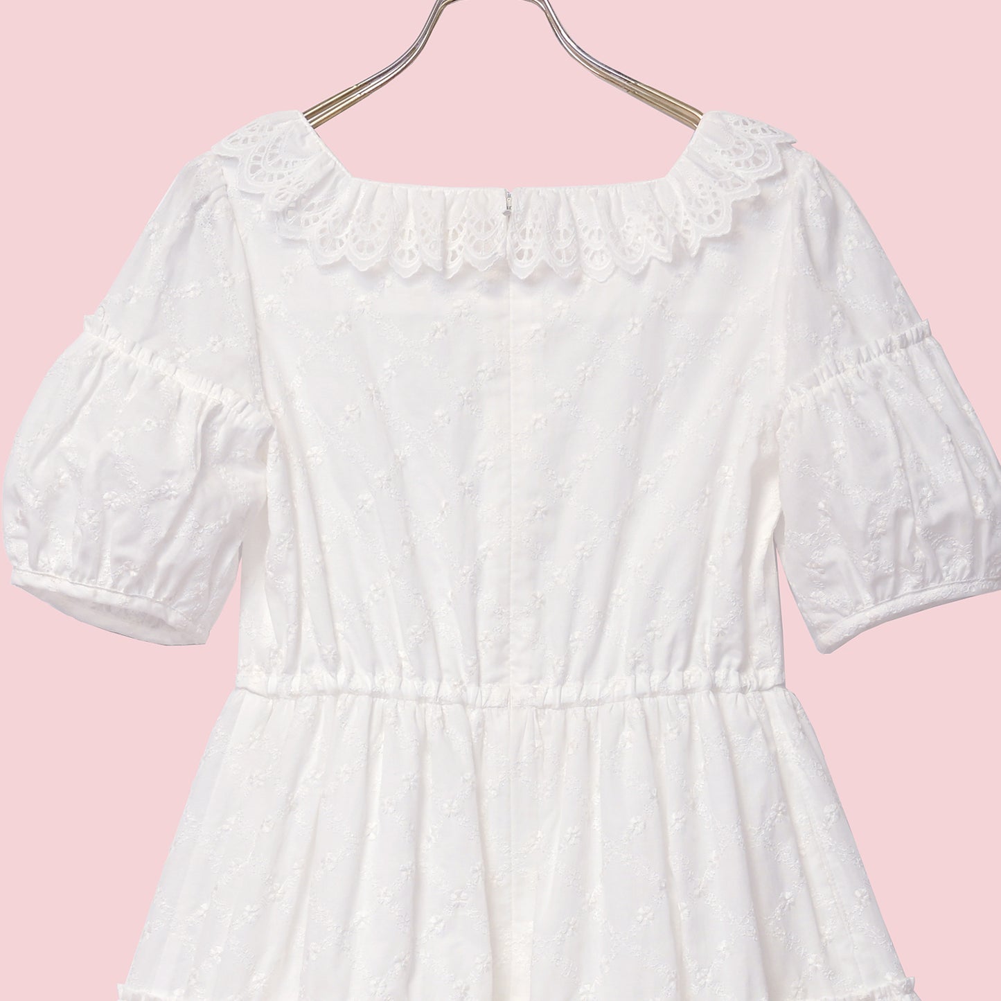 Lattice bouquet embroidery square neck dress