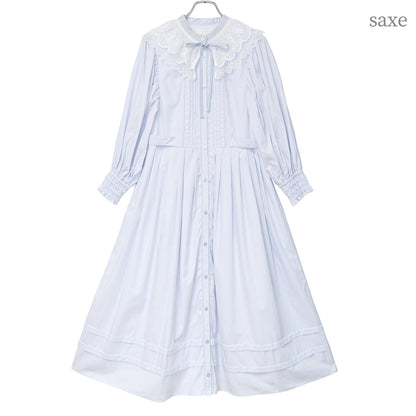 Lace collar voluminous sleeve dress