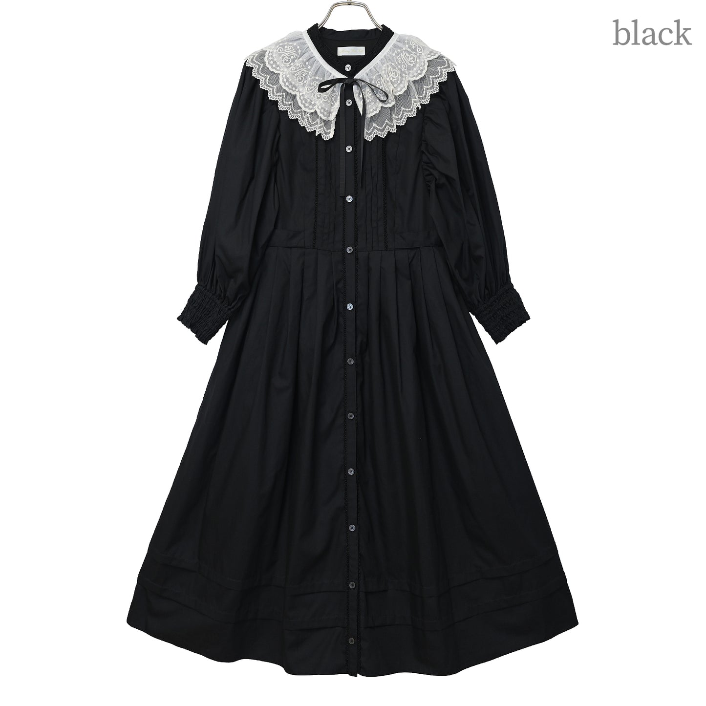 Lace collar voluminous sleeve dress