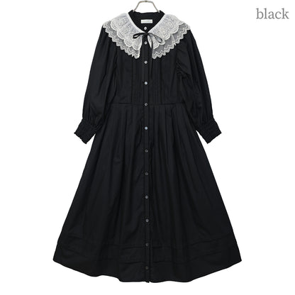 Lace collar voluminous sleeve dress