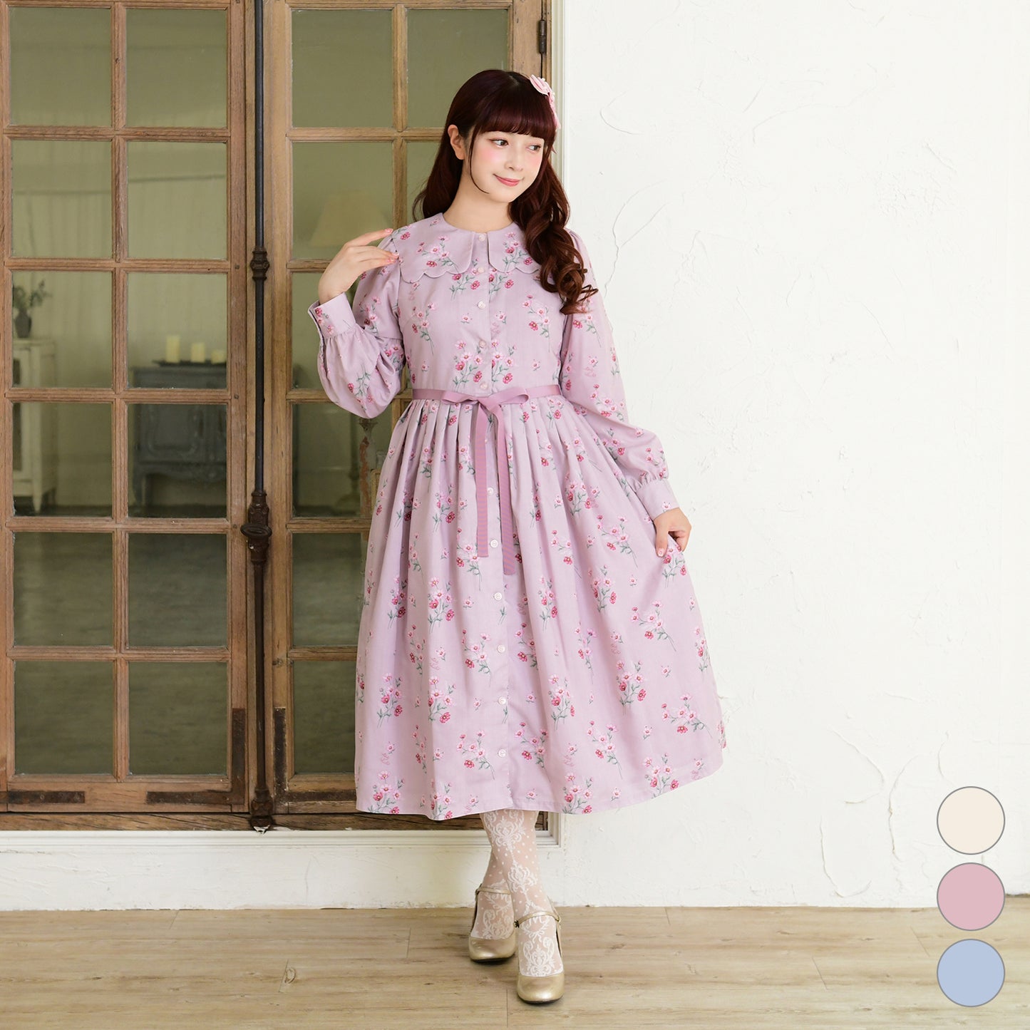 Natural cosmos Scalloped sailor collar dress
