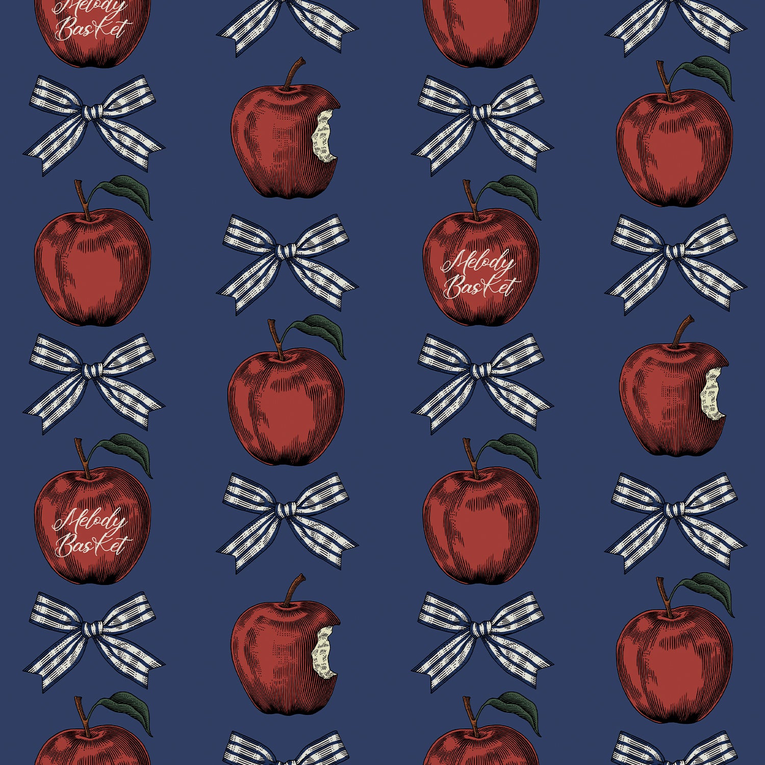 Apple and Ribbon Aラインワンピース-Melody BasKet(メロディー