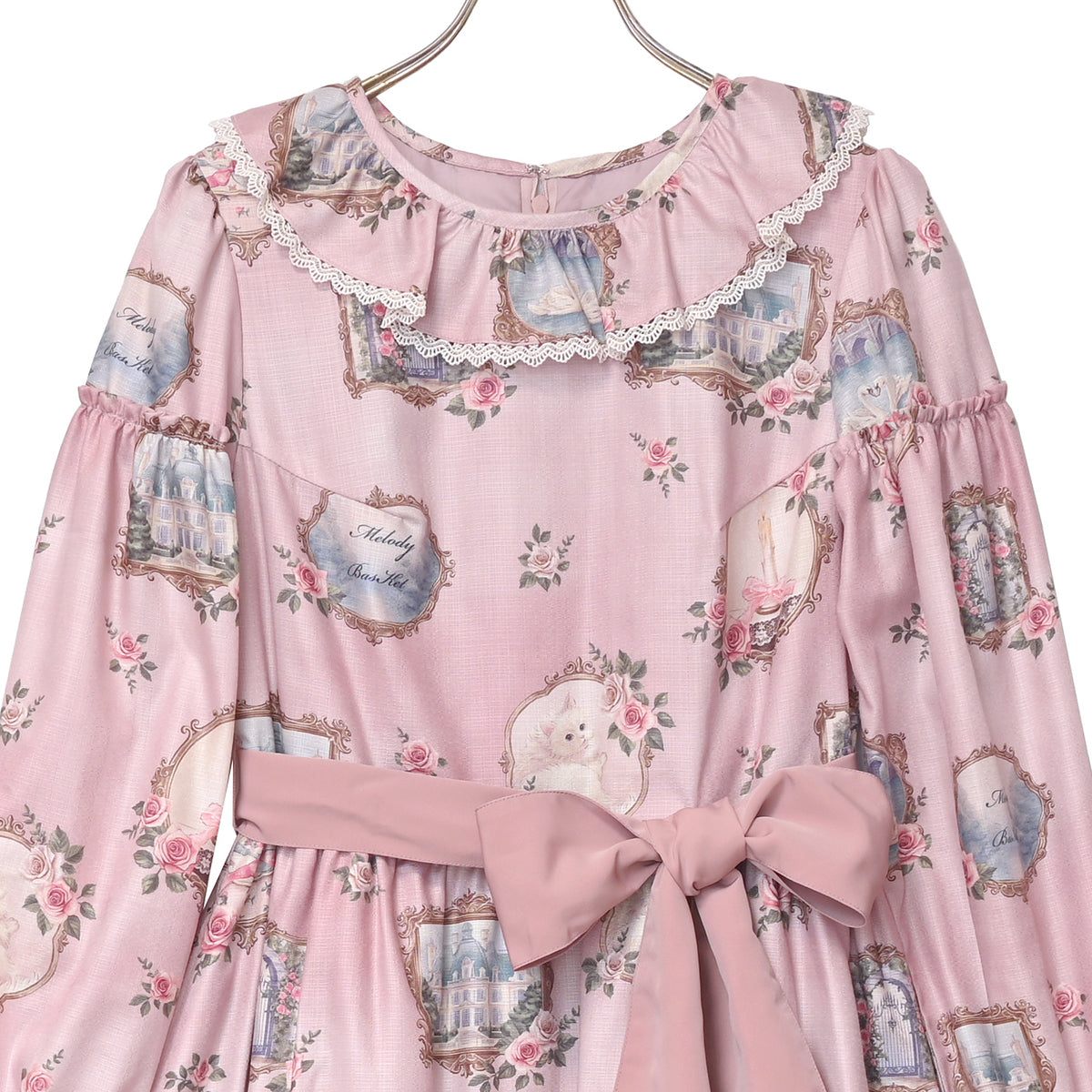 Cat in frame frill collar dress