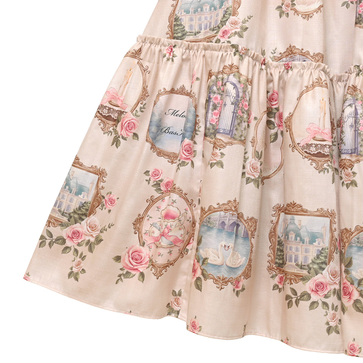 Cat in frame frill collar dress