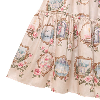Cat in frame frill collar dress