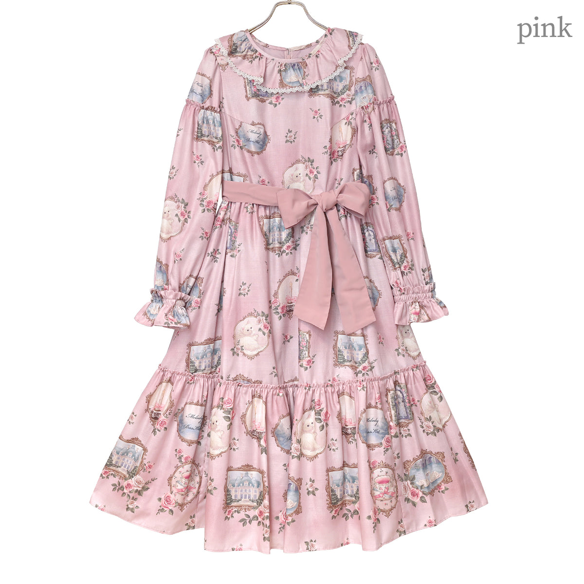 Cat in frame frill collar dress
