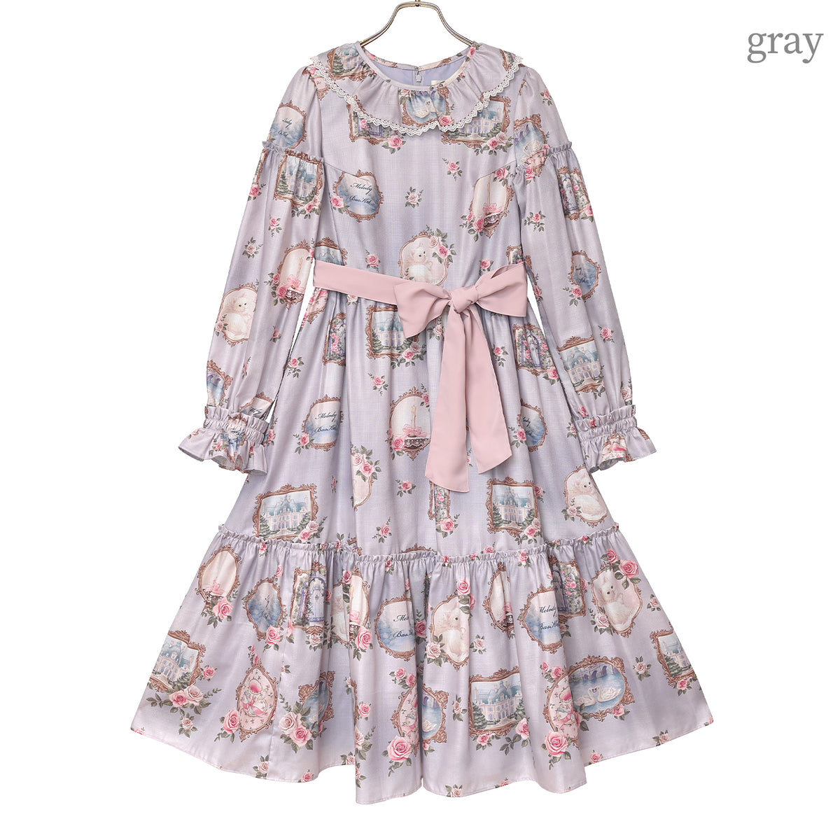 Cat in frame frill collar dress
