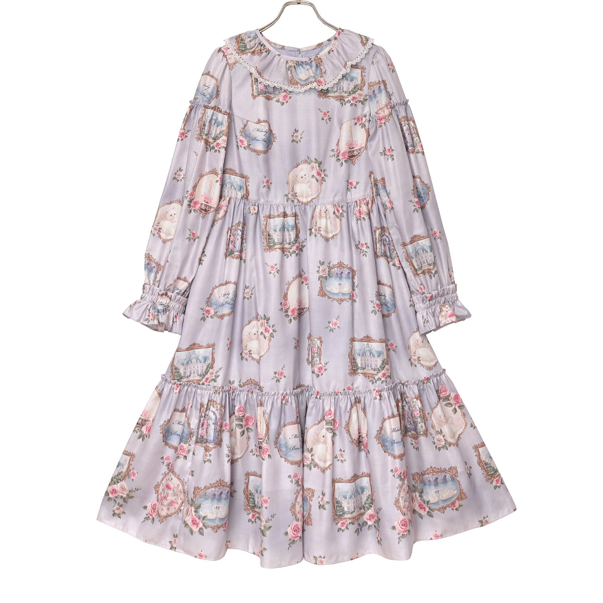 Cat in frame frill collar dress