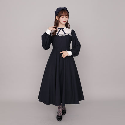 Long-sleeve flared dress
