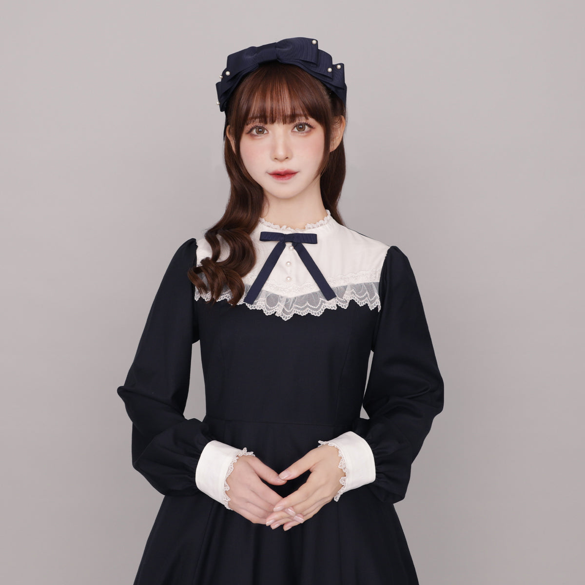Long-sleeve flared dress