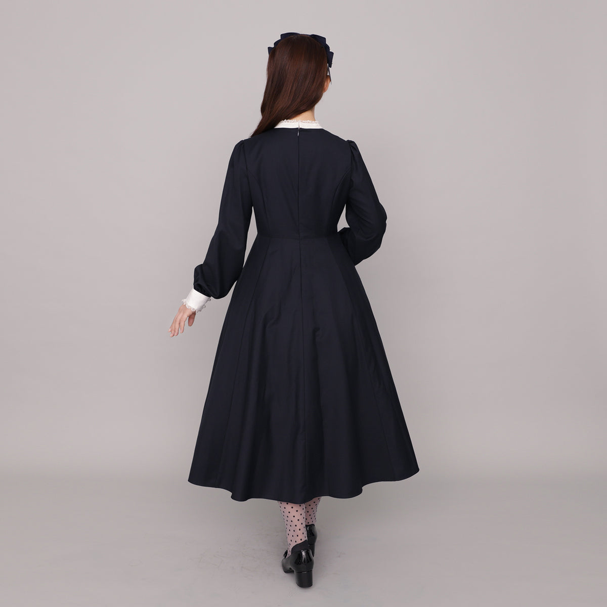 Long-sleeve flared dress