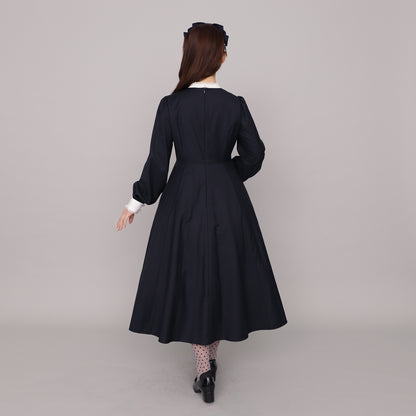 Long-sleeve flared dress