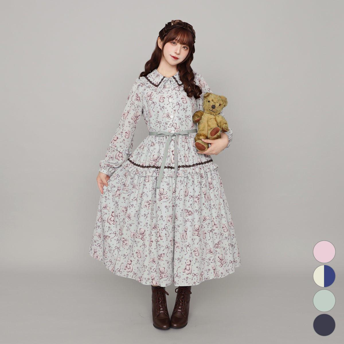 アンティークぬいぐるみ フロントボタンワンピース