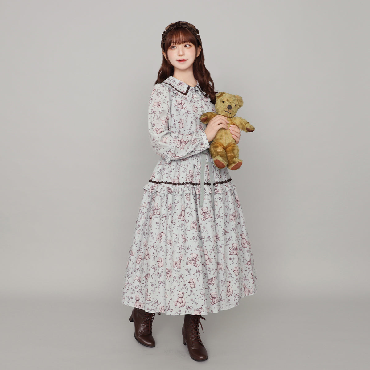 アンティークぬいぐるみ フロントボタンワンピース