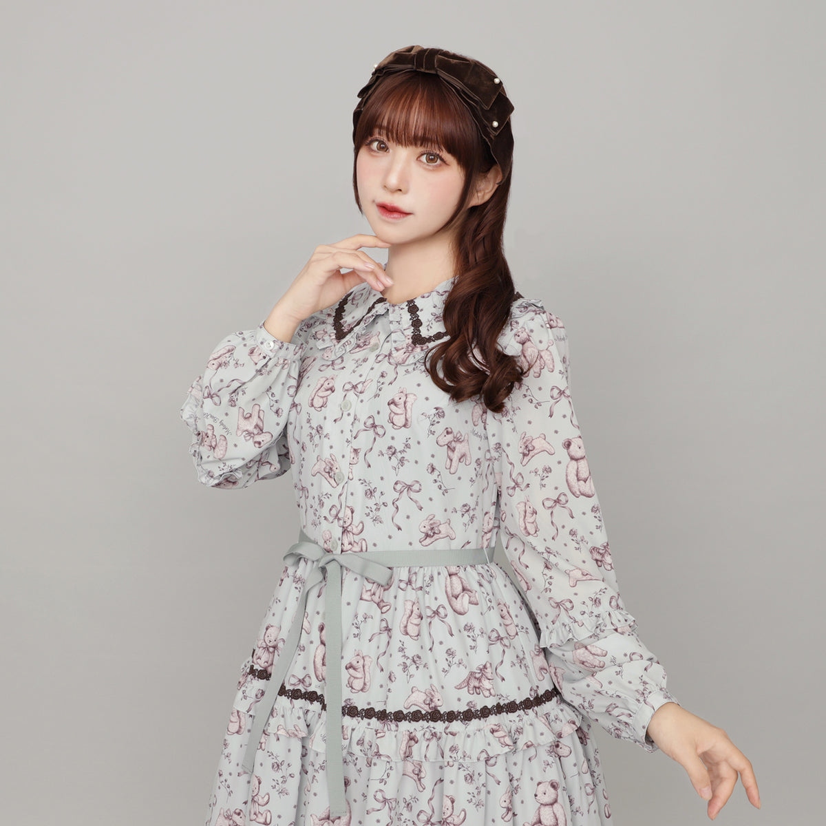 アンティークぬいぐるみ フロントボタンワンピース