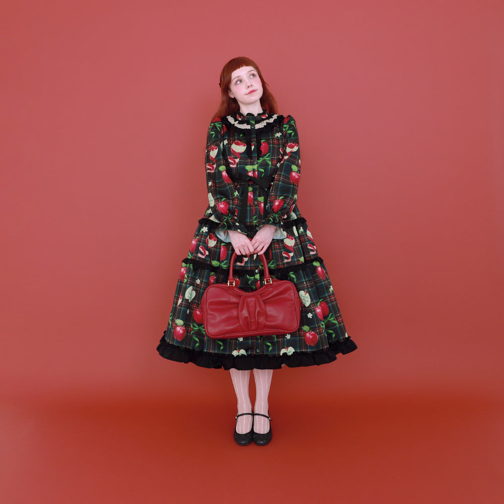 タータンRibbonAppleドレス(Tartan Ribbon Apple long dress)