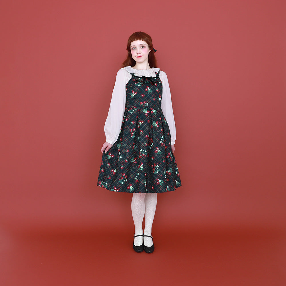 Strawberry Tartan ノースリーブワンピース(Strawberry tartan sleeveless dress)