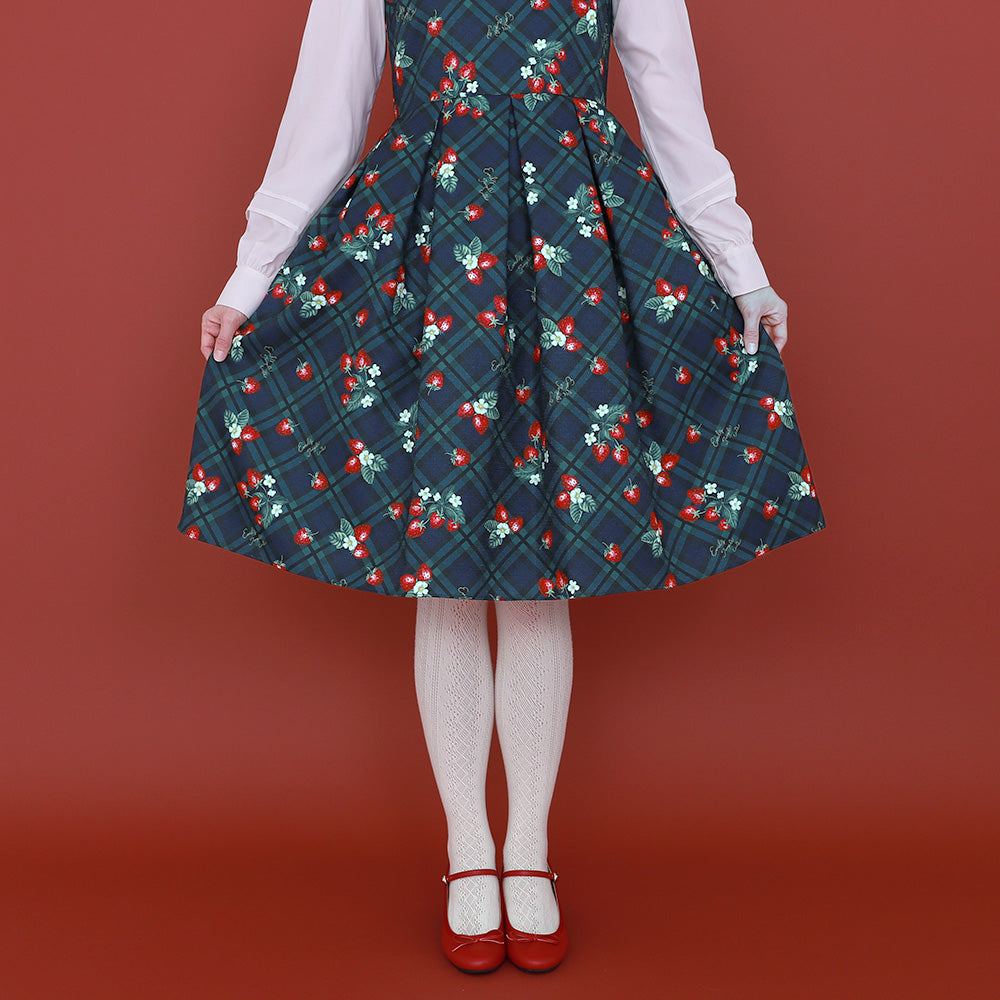 Strawberry Tartan ノースリーブワンピース(Strawberry tartan sleeveless dress)