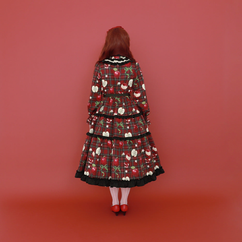 タータンRibbonAppleドレス(Tartan Ribbon Apple long dress)