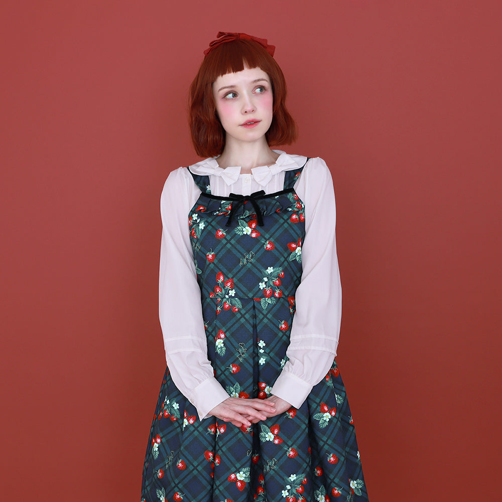 Strawberry Tartan ノースリーブワンピース(Strawberry tartan sleeveless dress)