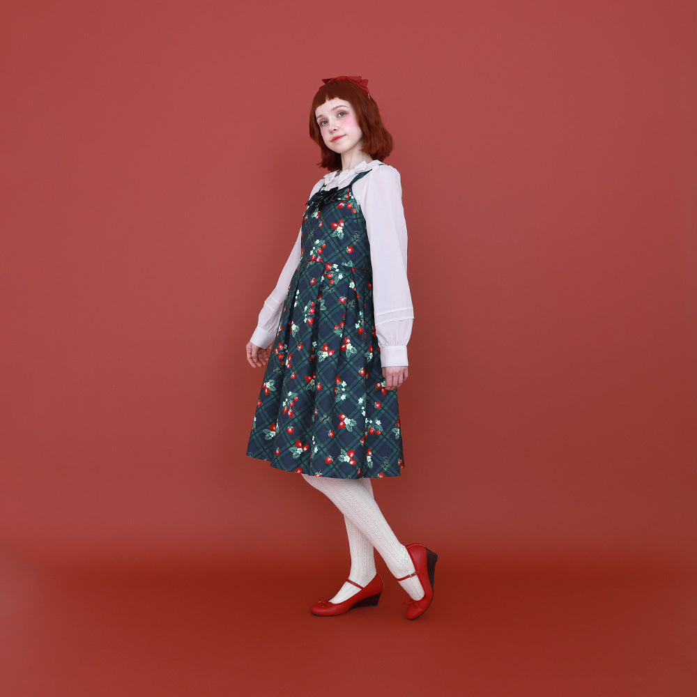 Strawberry Tartan ノースリーブワンピース(Strawberry tartan sleeveless dress)