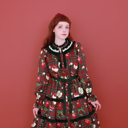 タータンRibbonAppleドレス(Tartan Ribbon Apple long dress)