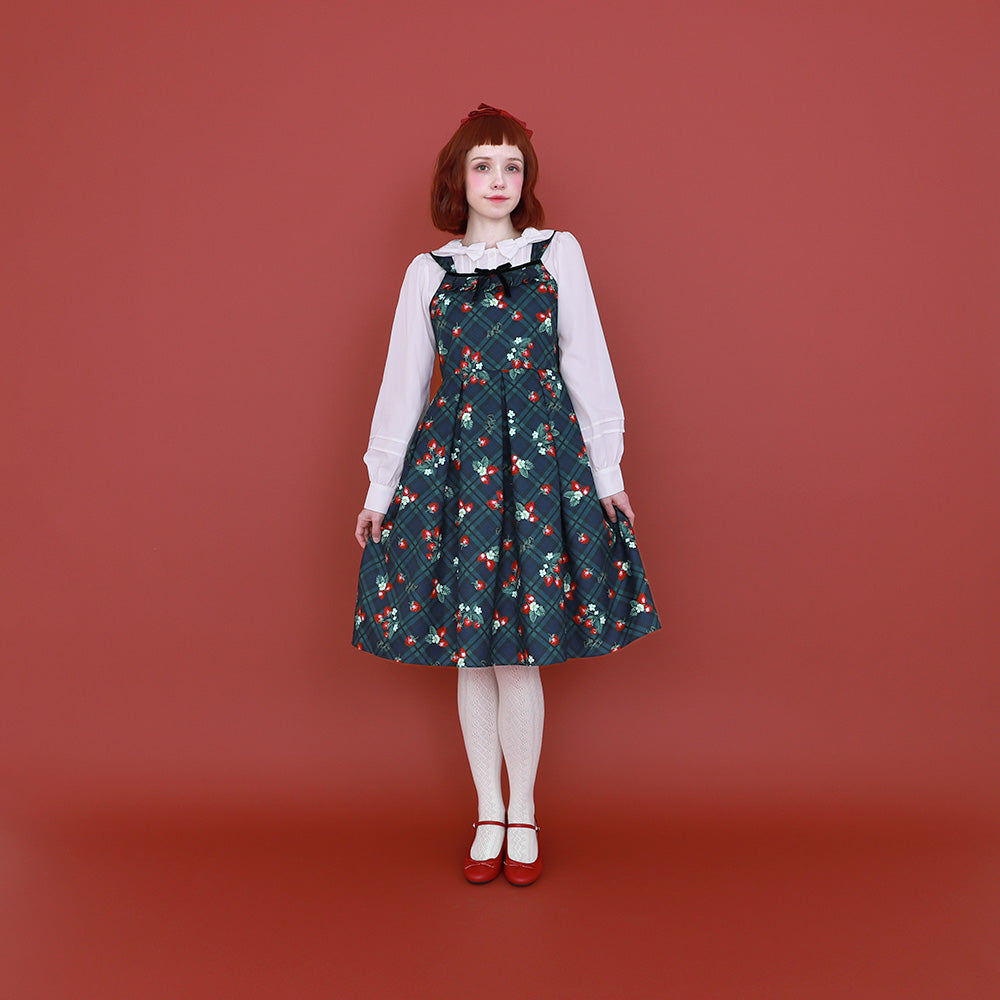 Strawberry Tartan ノースリーブワンピース(Strawberry tartan sleeveless dress)