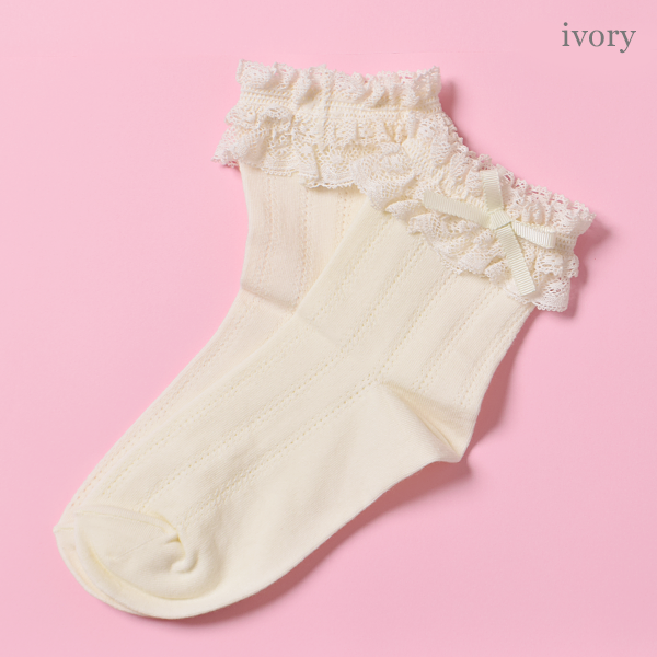 プチリボンレースクルーソックス