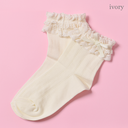 プチリボンレースクルーソックス