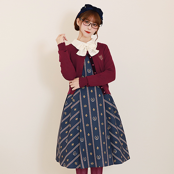 ロゴ刺繍リボンタイブラウス