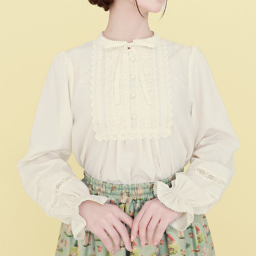 スタンドカラープルオーバーブラウス