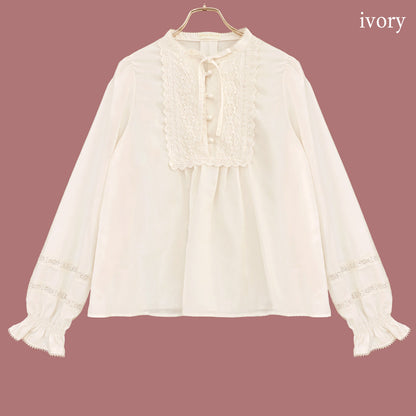 スタンドカラープルオーバーブラウス