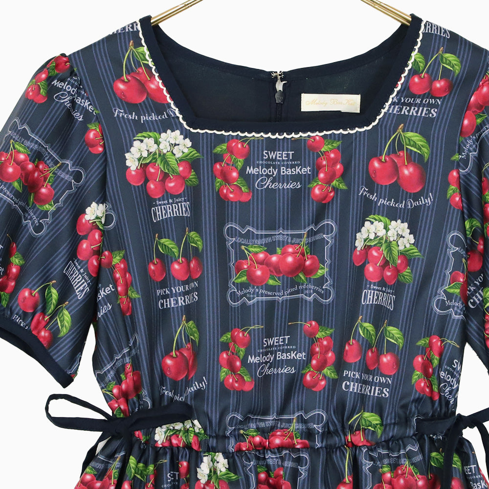【未使用】メロディバスケット ♡ Fresh Cherry襟付きワンピース M Fresh Cherry襟付きワンピース-Melody BasKet(メロディー