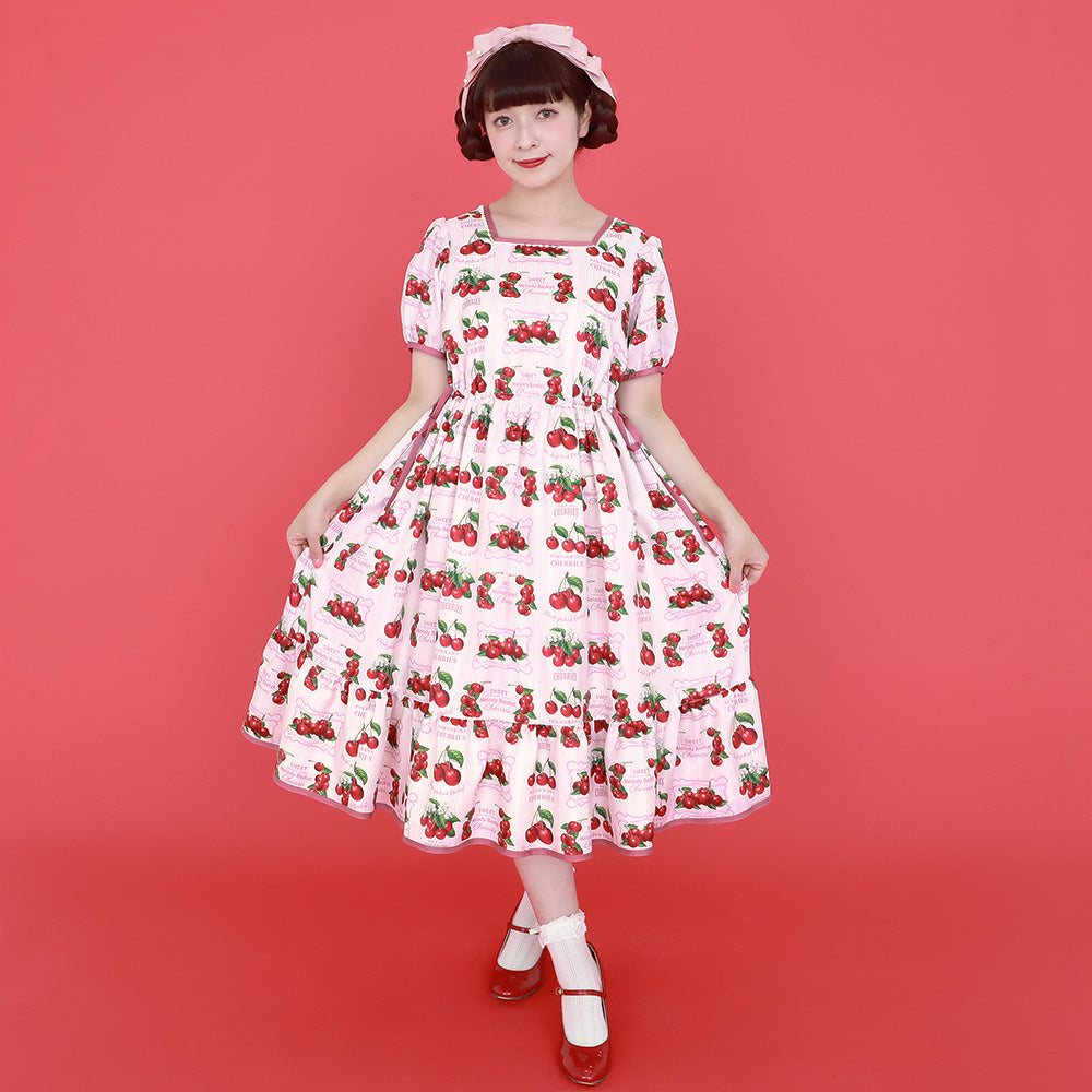 Fresh Cherryスクエアネックワンピース-Melody BasKet(メロディー